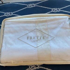 NEW FRETTE KING DUVET COVER IVORY AND WHITE BIANCO/ TOFFEE